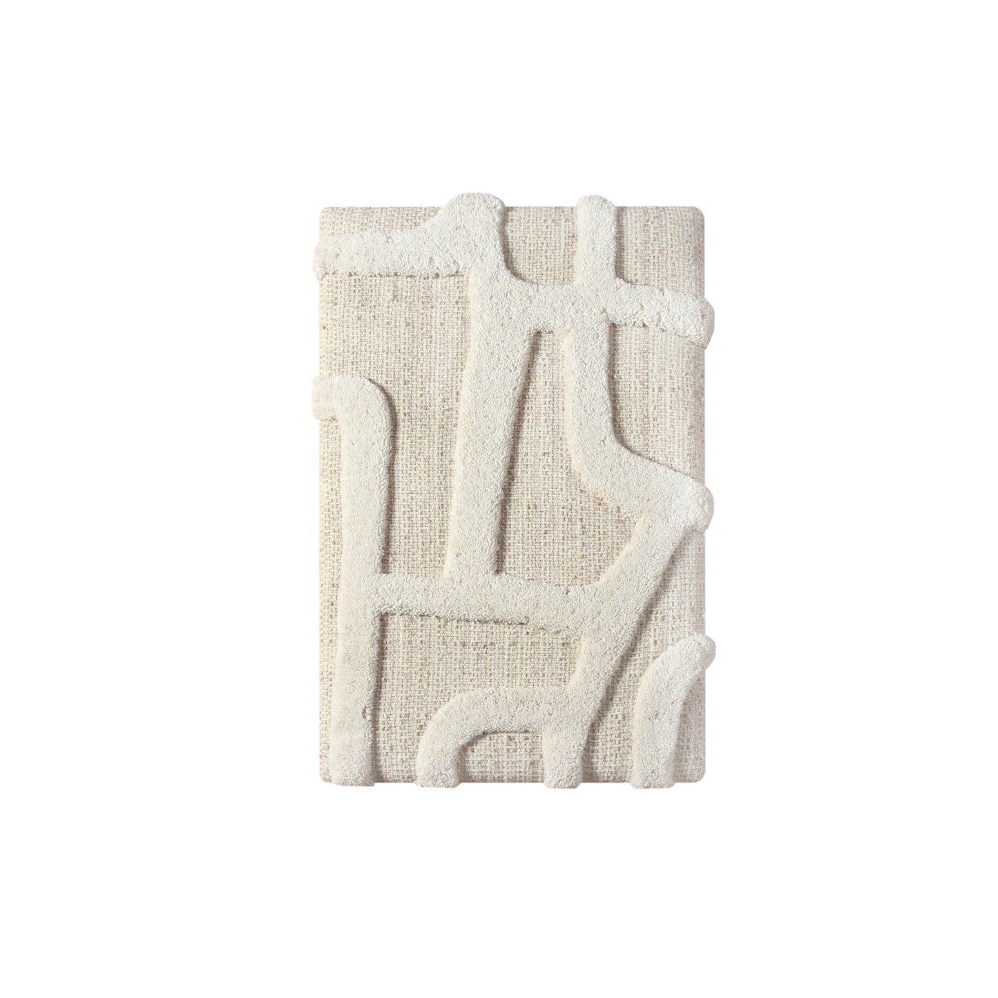 ELONTI WALL ART AND HUVILA WALL ART - BEIGE/IVORY- HAND WOVEN / OVER TUFTED - WOOL & MDF