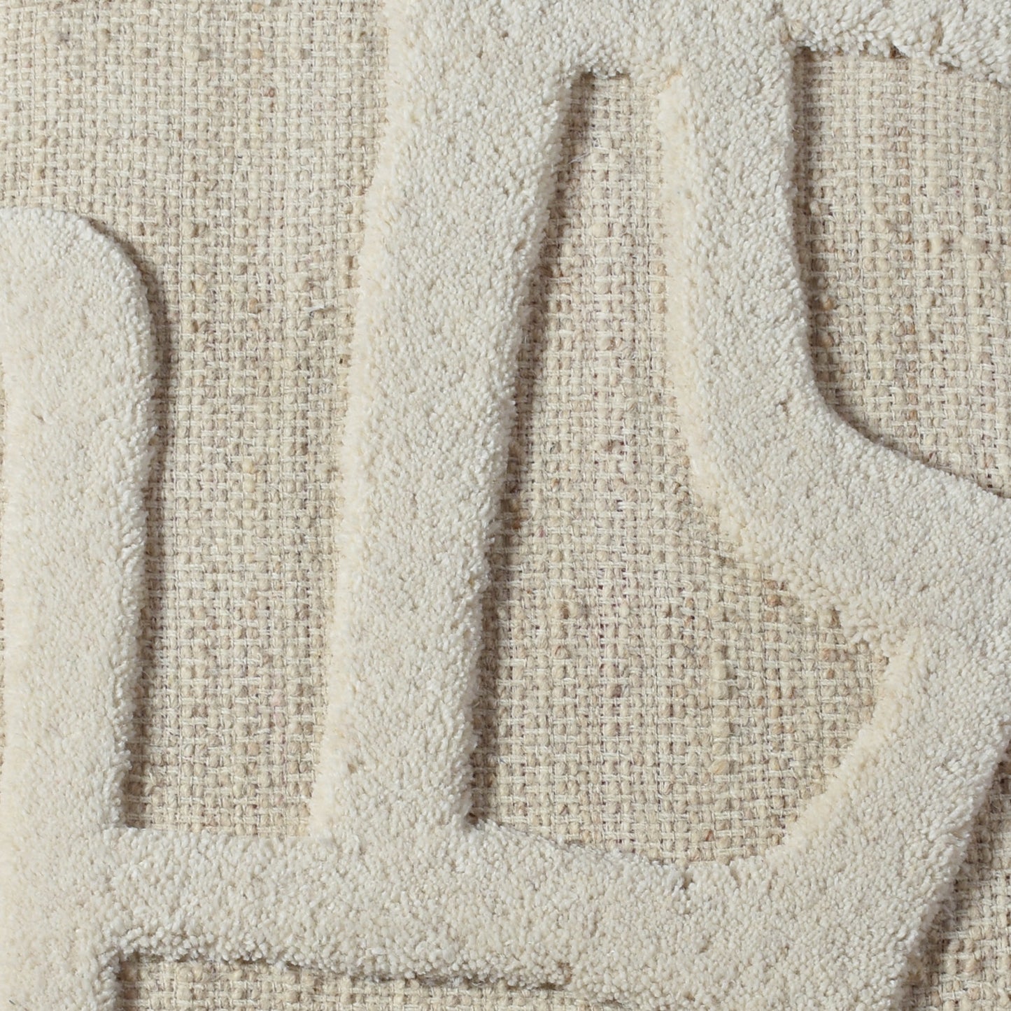 ELONTI WALL ART AND HUVILA WALL ART - BEIGE/IVORY- HAND WOVEN / OVER TUFTED - WOOL & MDF