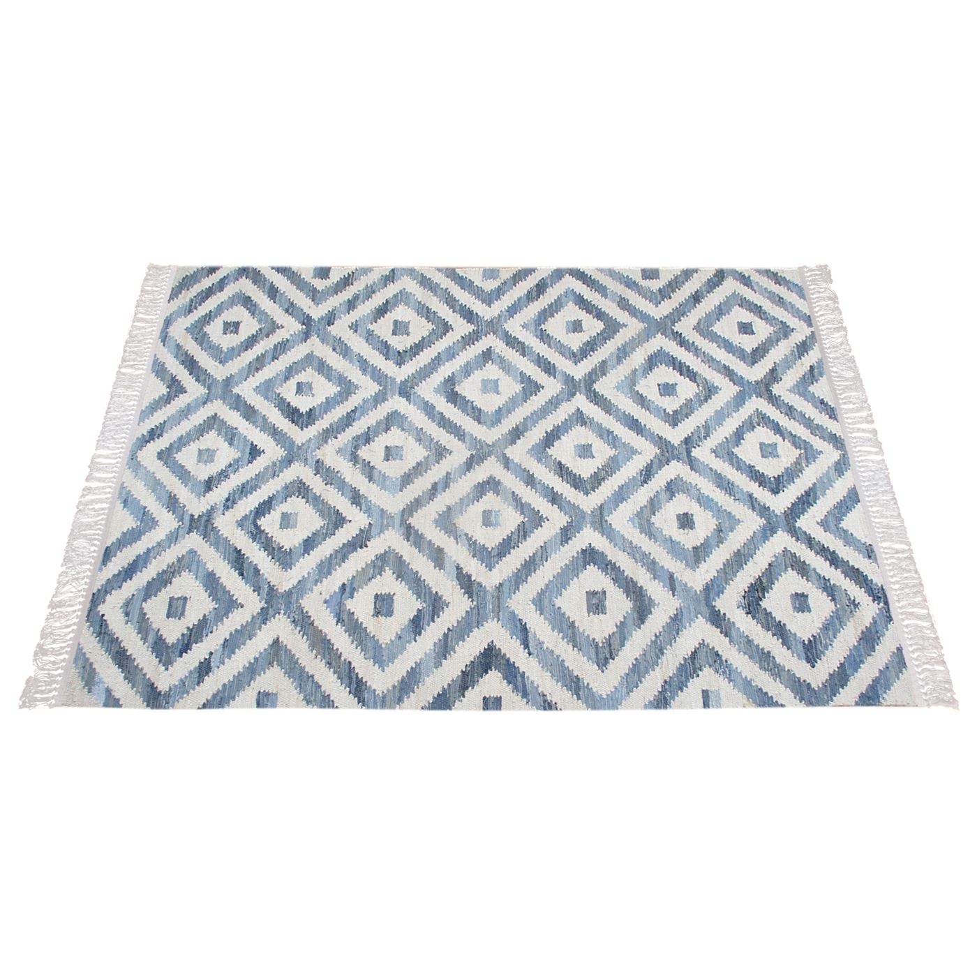 Area Rug, Bedroom Rug, Living Room Rug, Living Area Rug, Indian Rug, Office Carpet, Office Rug, Shop Rug Online, Denim, Recycled Fabric, Blue, Pitloom, Flat Weave, diamond 