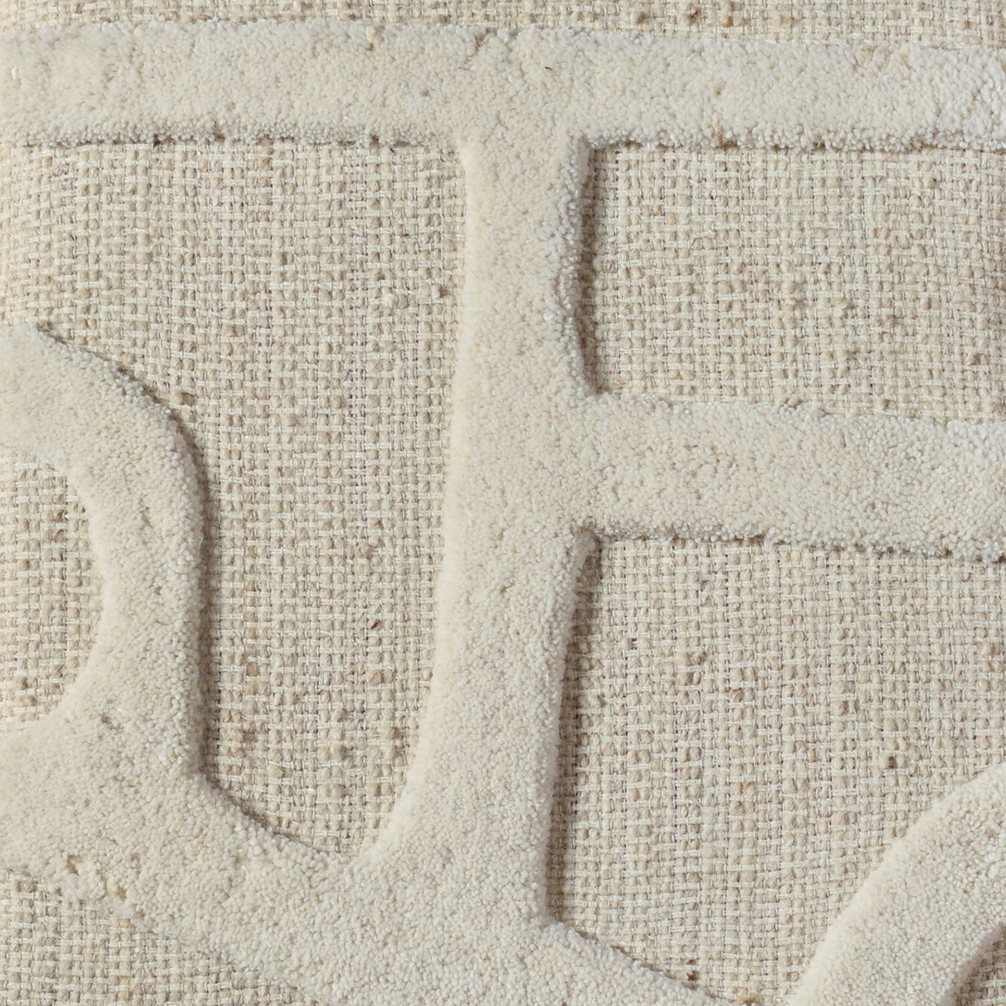 ELONTI WALL ART AND HUVILA WALL ART - BEIGE/IVORY- HAND WOVEN / OVER TUFTED - WOOL & MDF