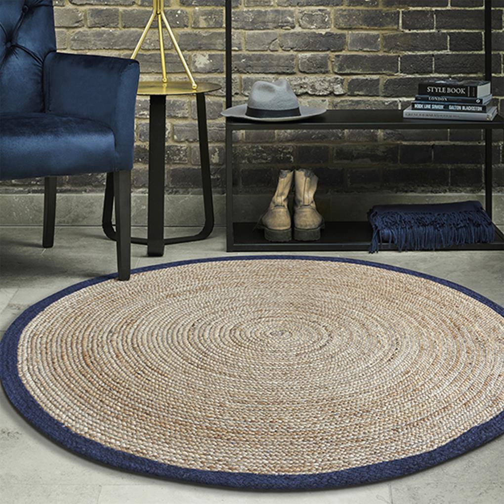 Area Rug, Bedroom Rug, Living Room Rug, Living Area Rug, Indian Rug, Office Carpet, Office Rug, Shop Rug Online, Hemp, Recycled Fabric, Navy, Natural, Hm Stitching, Flat Weave, Braided