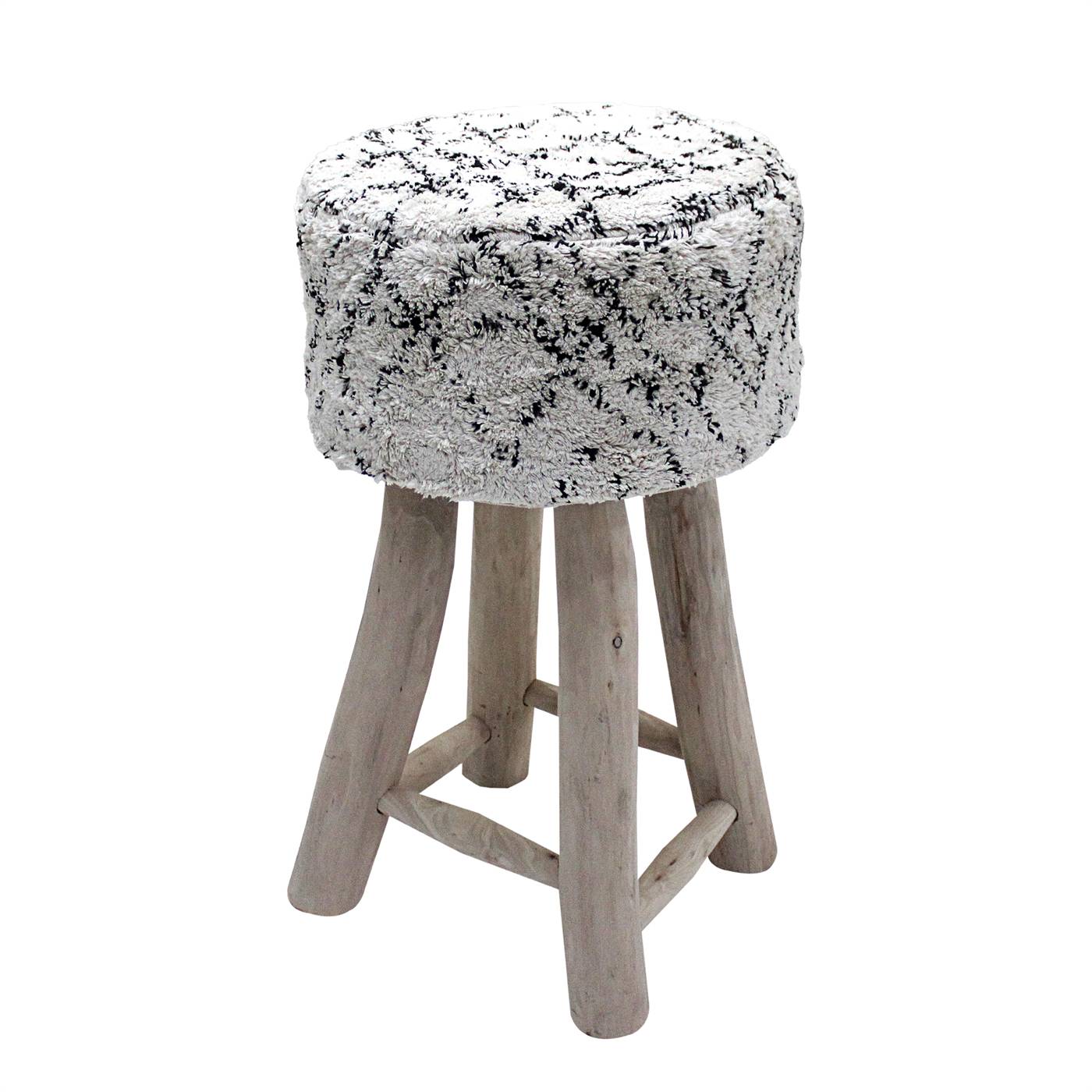 Agostin Bar Stool, 40x40x70 cm, Natural White, Brown, Cotton, Table Tufted, Bm Fn, All Cut