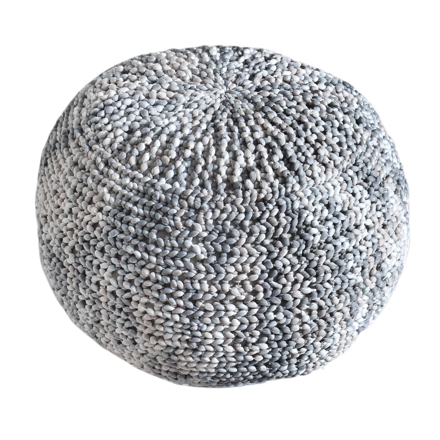 Albans Pouf, Polyester, Beige, Taupe, Hm Knitted, Flat Weave