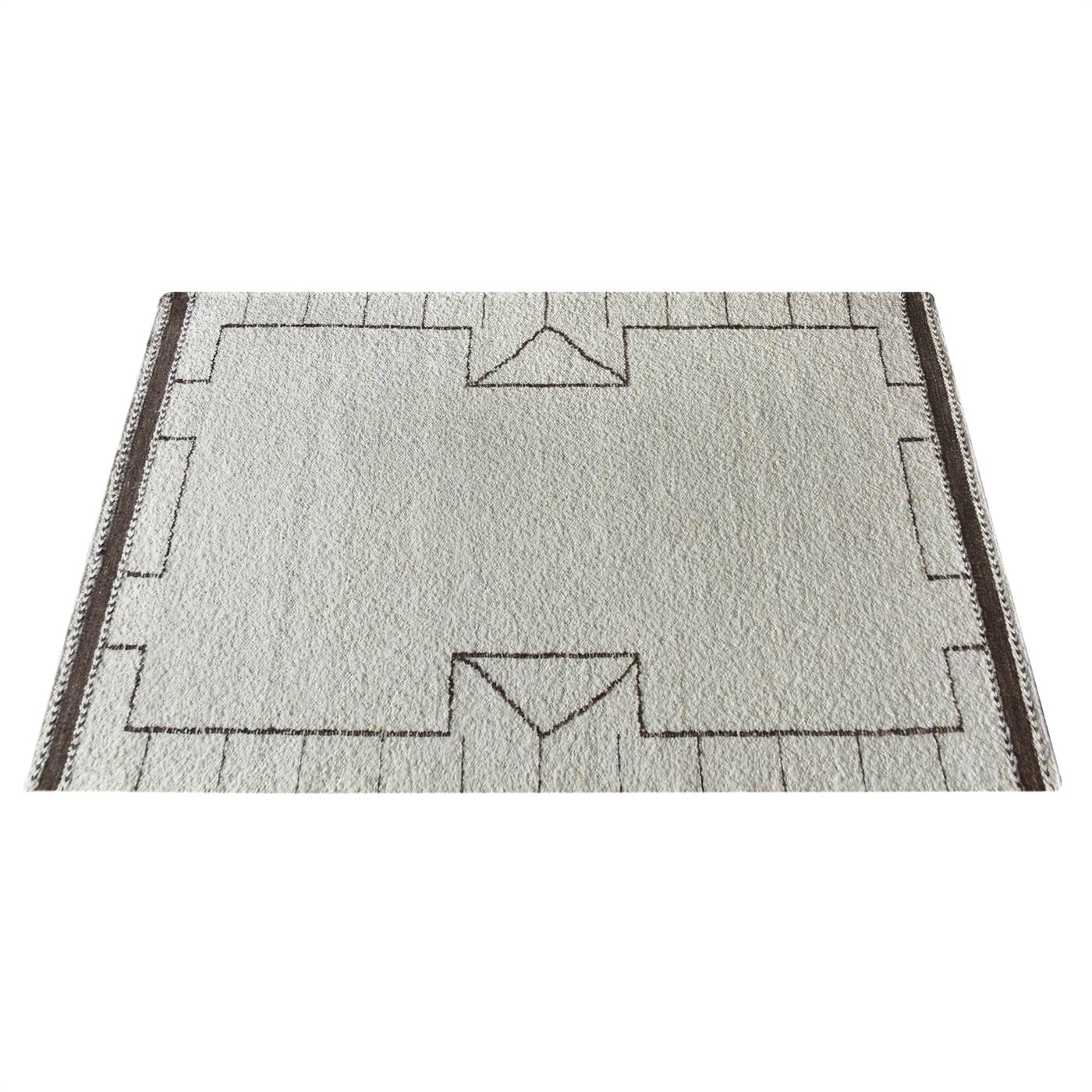 Area Rug, Bedroom Rug, Living Room Rug, Living Area Rug, Indian Rug, Office Carpet, Office Rug, Shop Rug Online, Natural White, Brown, Wool, Punja Kelim, Punja, Flat Weave, Traditional