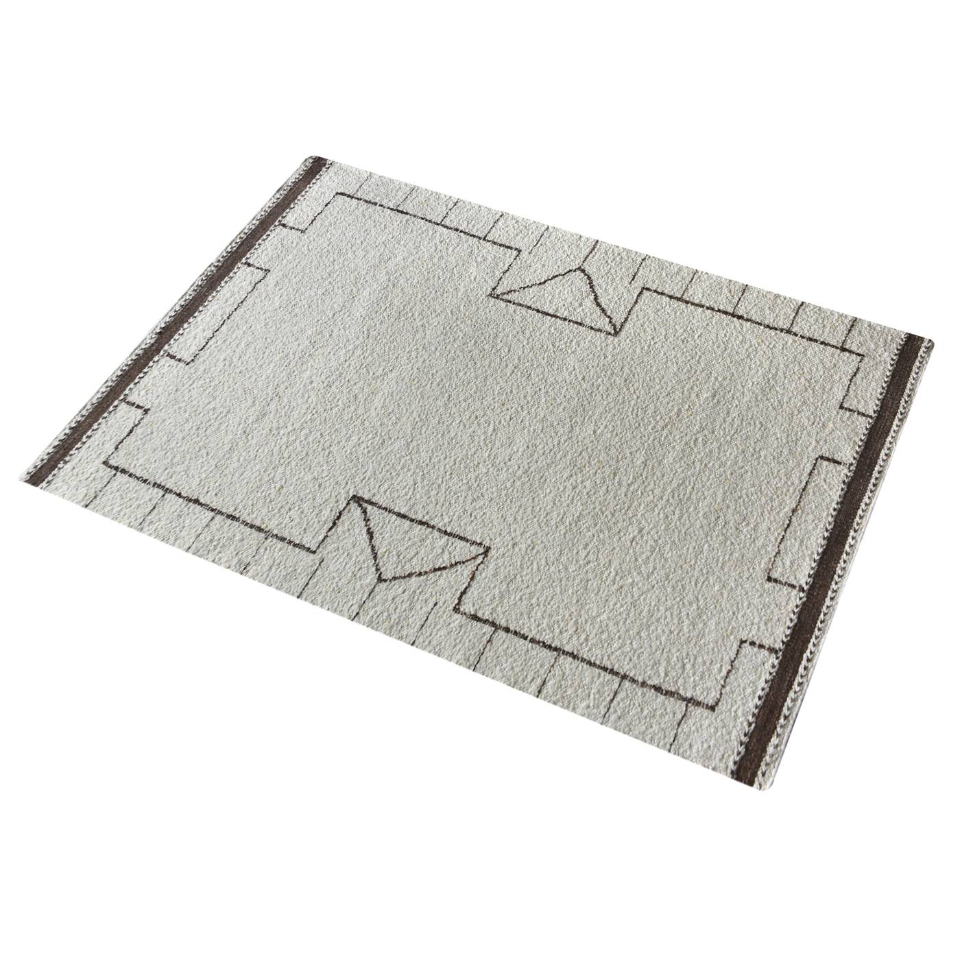 Area Rug, Bedroom Rug, Living Room Rug, Living Area Rug, Indian Rug, Office Carpet, Office Rug, Shop Rug Online, Natural White, Brown, Wool, Punja Kelim, Punja, Flat Weave, Traditional