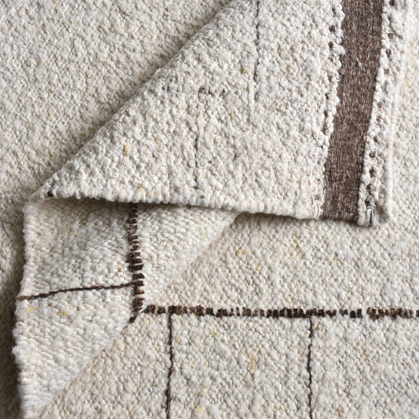 Area Rug, Bedroom Rug, Living Room Rug, Living Area Rug, Indian Rug, Office Carpet, Office Rug, Shop Rug Online, Natural White, Brown, Wool, Punja Kelim, Punja, Flat Weave, Traditional