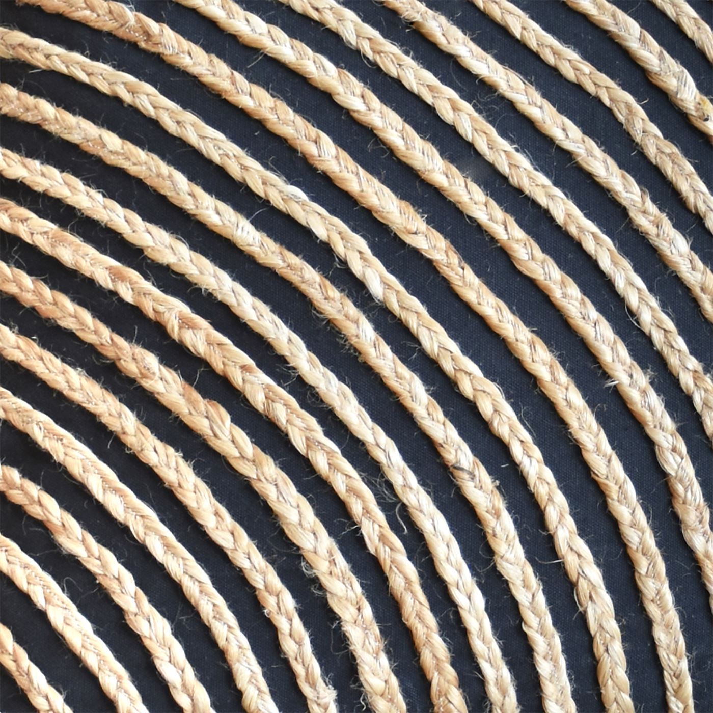 Amaka Pillow, Hemp, Cotton, Natural, Charcoal, Hm Stitching, Flat Weave