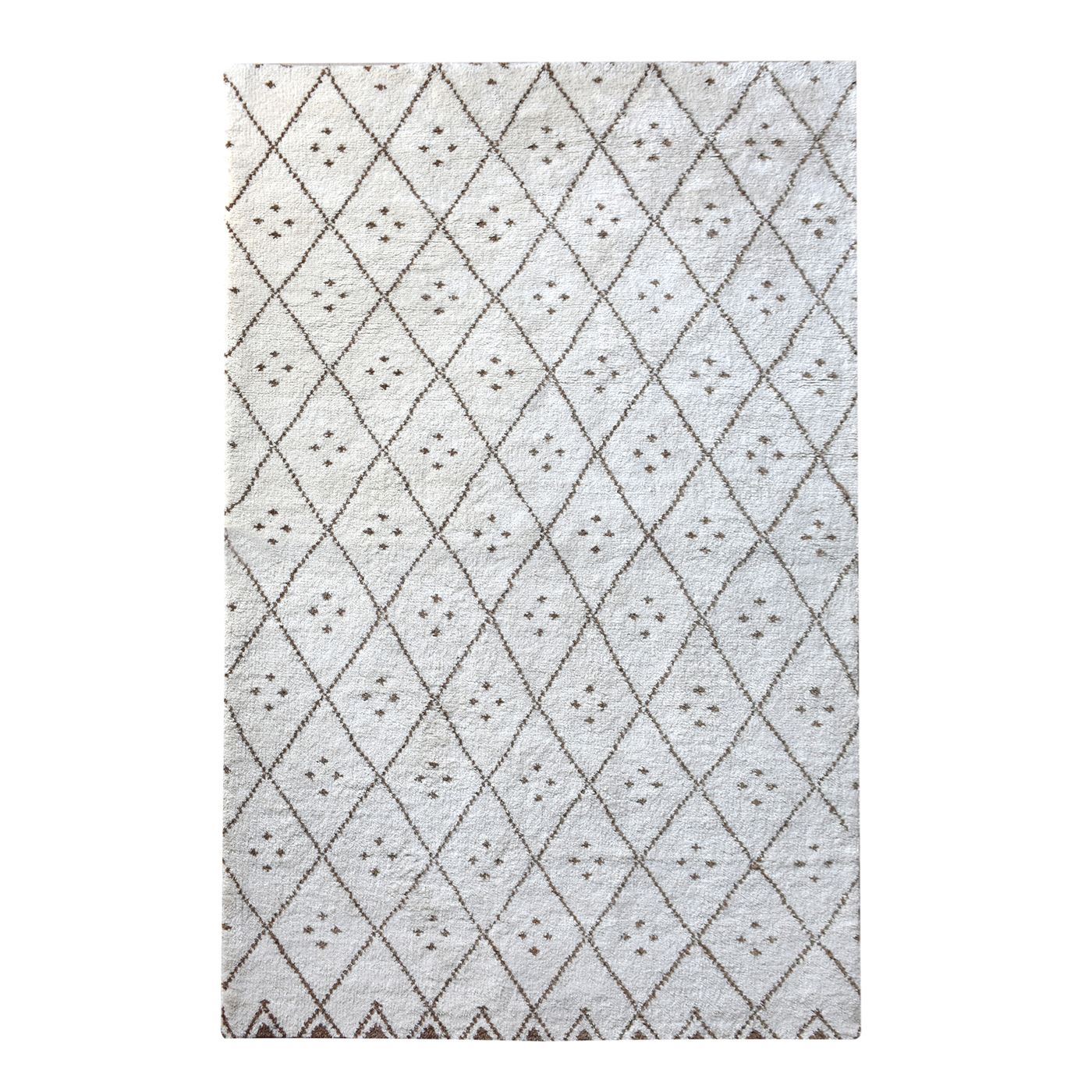 Area Rug, Bedroom Rug, Living Room Rug, Living Area Rug, Indian Rug, Office Carpet, Office Rug, Shop Rug Online, Wool, Natural White, Brown, diamond and dotted pattern