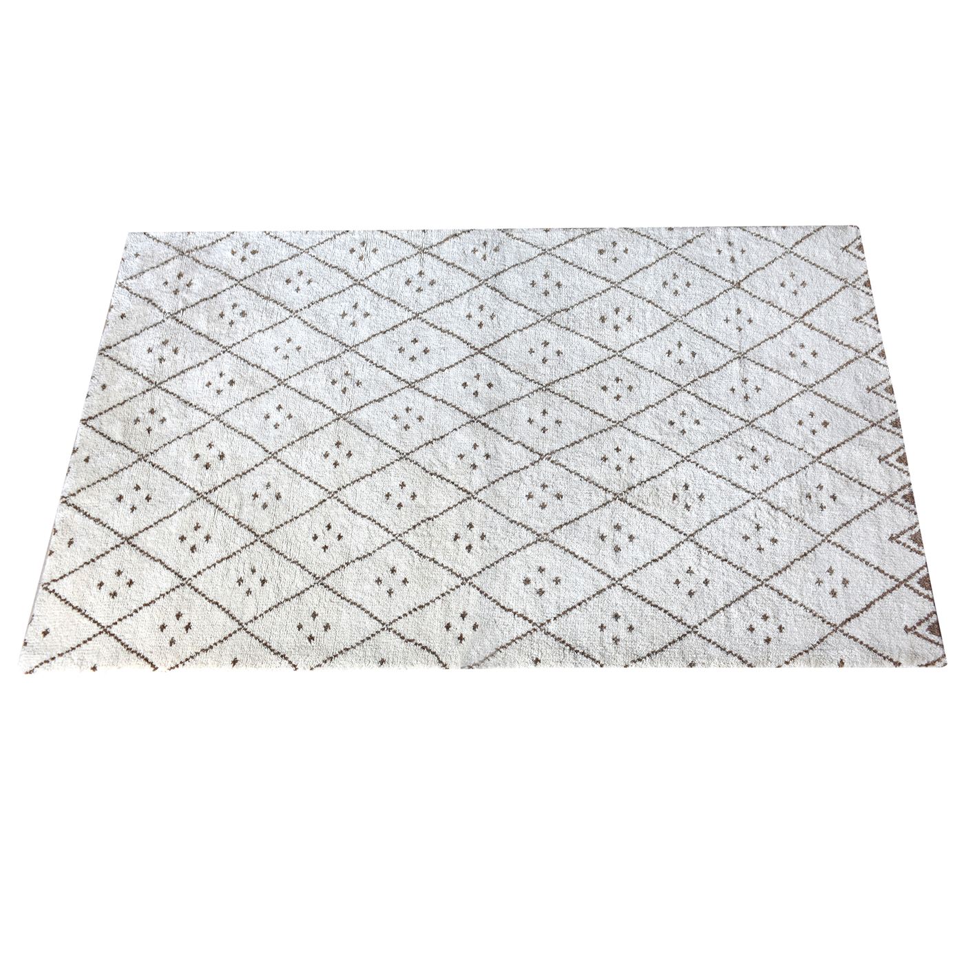 Area Rug, Bedroom Rug, Living Room Rug, Living Area Rug, Indian Rug, Office Carpet, Office Rug, Shop Rug Online, Wool, Natural White, Brown, diamond and dotted pattern