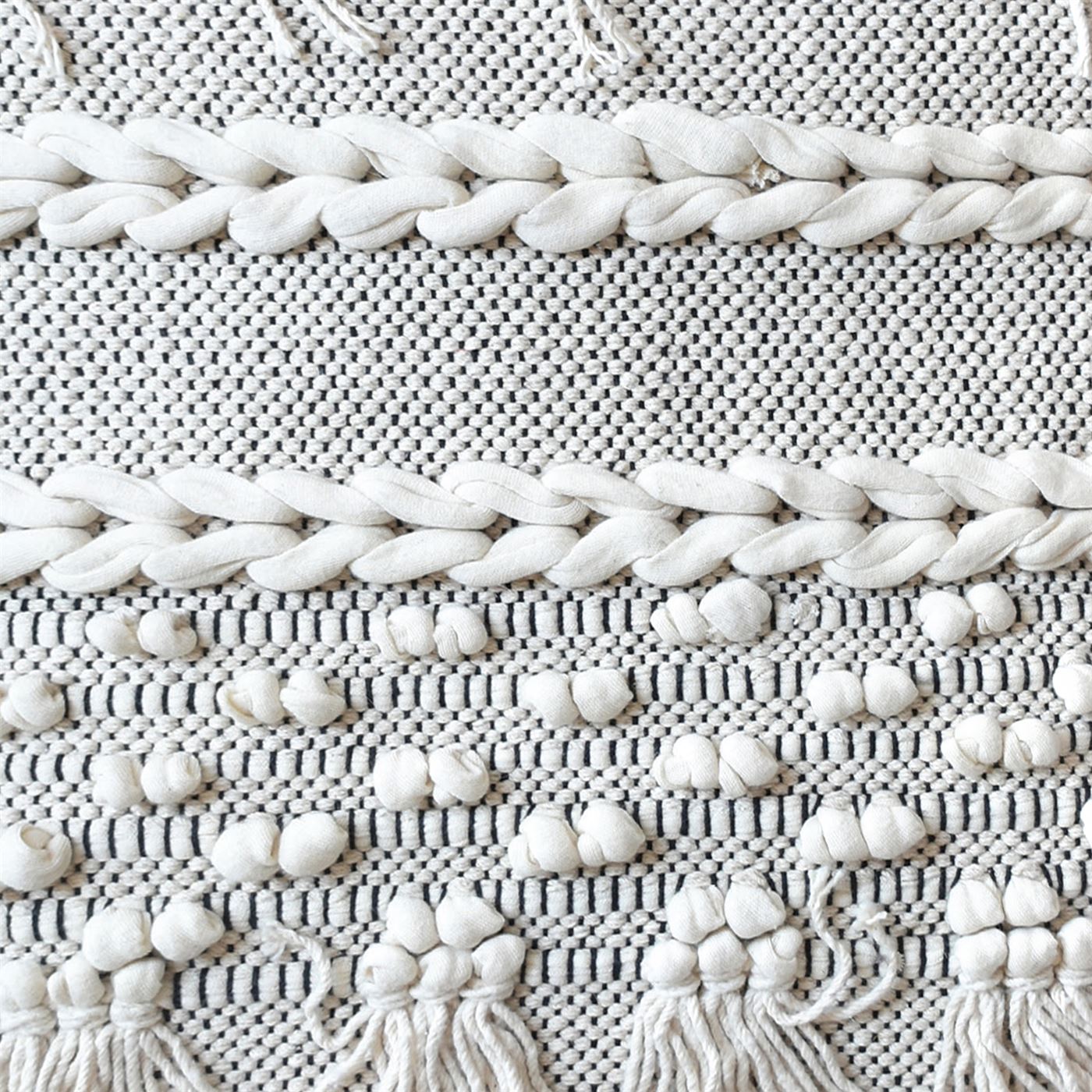 Andria Pillow, Cotton Rag, Natural White, Charcoal, Pitloom, All Loop