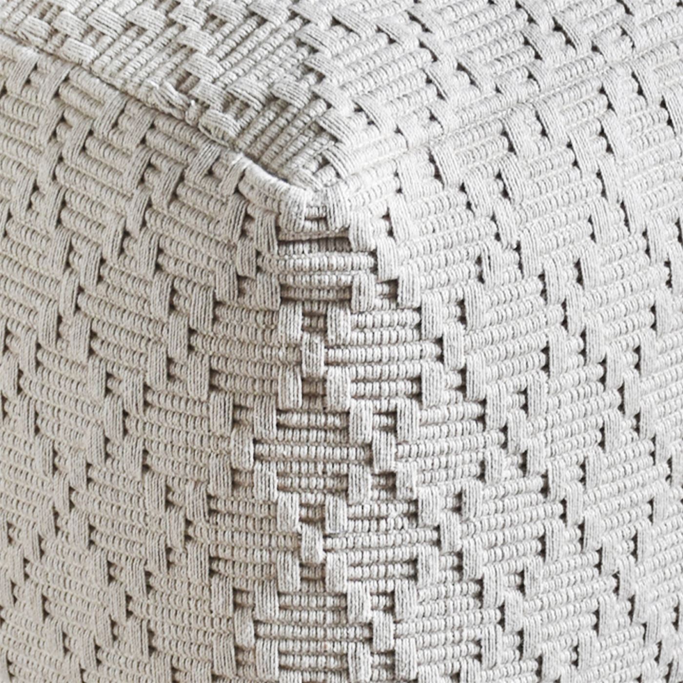 Aniyah Pouf, Cotton, Beige, Pitloom, Flat Weave