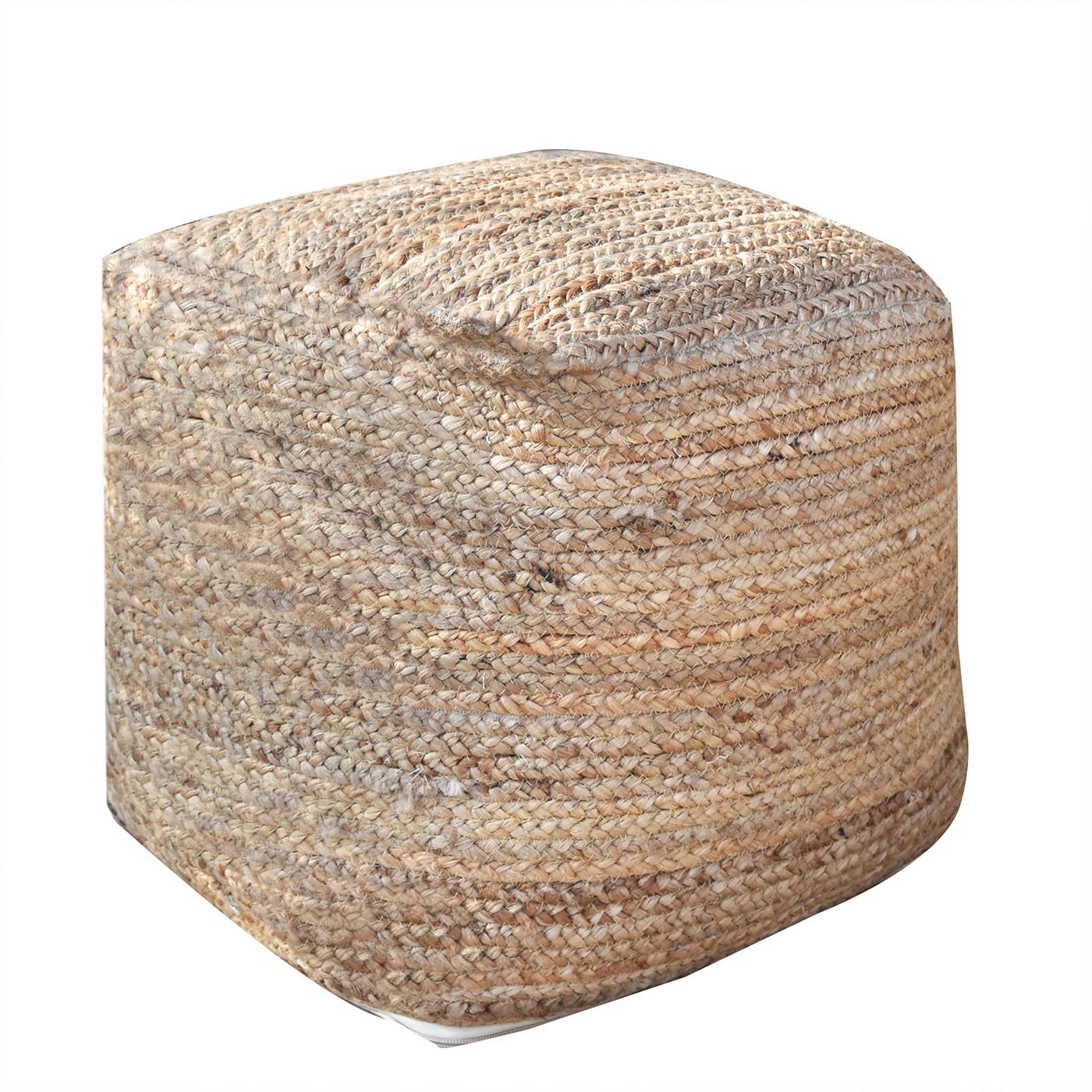 Aranton Pouf, Hemp, Natural, Hm Stitching, Flat Weave