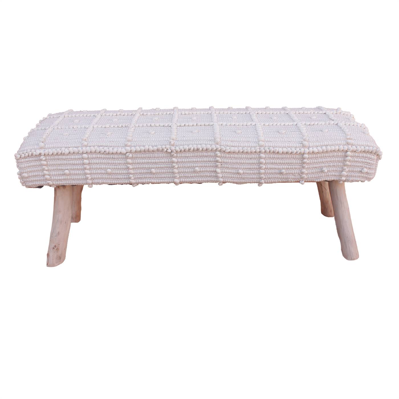 Arrino Bench, 120x40x50 cm, Natural White, Cotton Rag, Hand Woven, Pitloom, All Loop