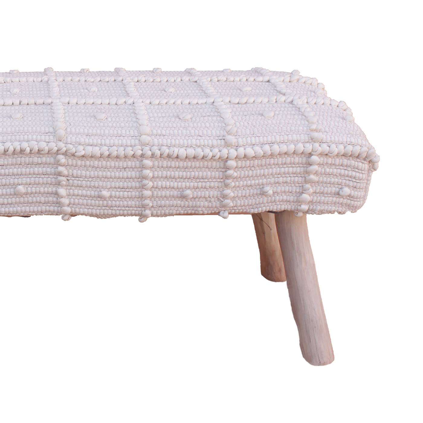 Arrino Bench, 120x40x50 cm, Natural White, Cotton Rag, Hand Woven, Pitloom, All Loop