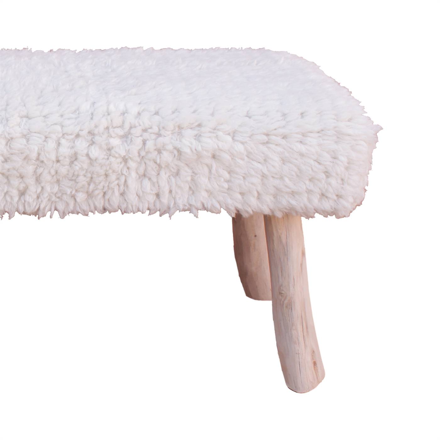 Arthur Bench, 120x40x50 cm, Natural White, NZ Wool, Table Tufted, Bm Sn, All Cut