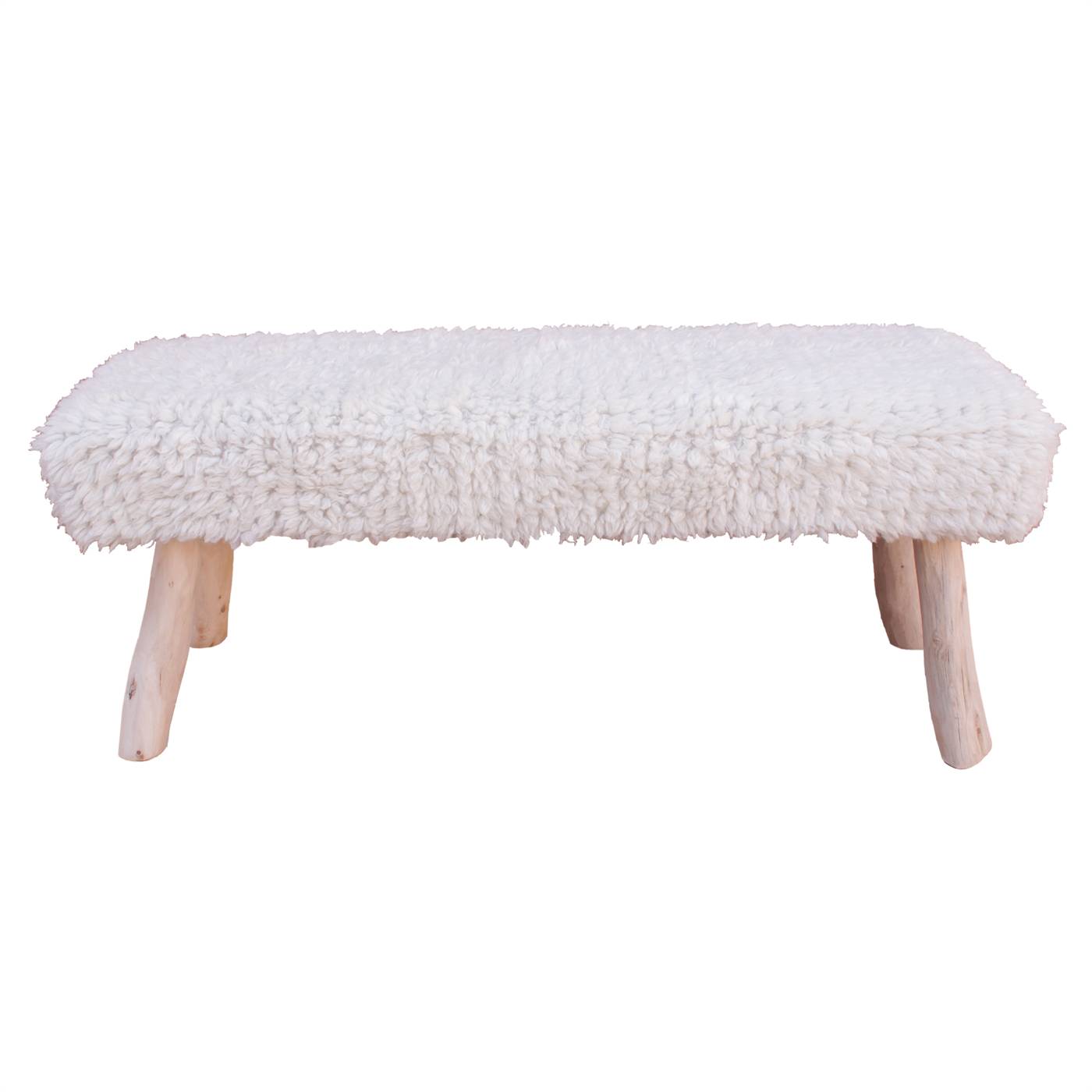 Arthur Bench, 120x40x50 cm, Natural White, NZ Wool, Table Tufted, Bm Sn, All Cut