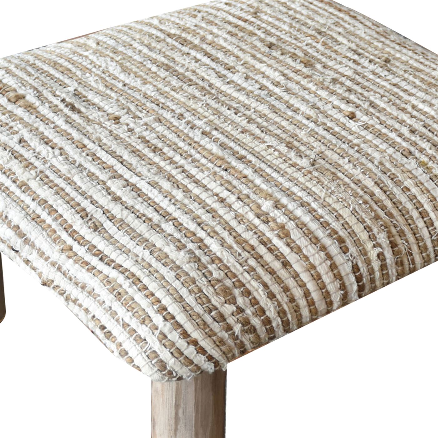 Arya Foot Stool, Hemp, Denim, Natural, Pitloom, Flat Weave