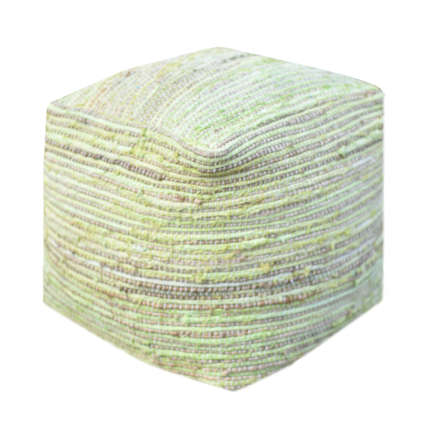 Arya Pouf, Hemp, Recycled Fabric, Lime, Pitloom, Flat Weave