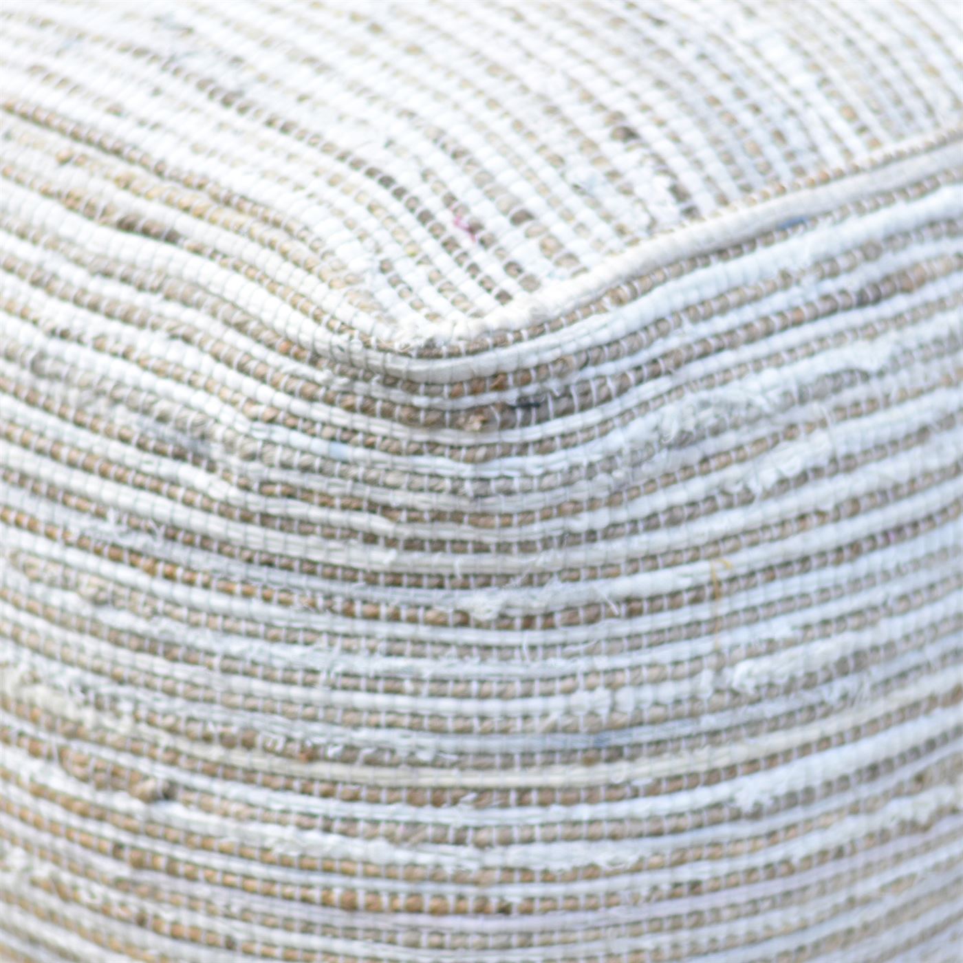 Arya Pouf, Hemp, Recycled Fabric, Beige, Pitloom, Flat Weave