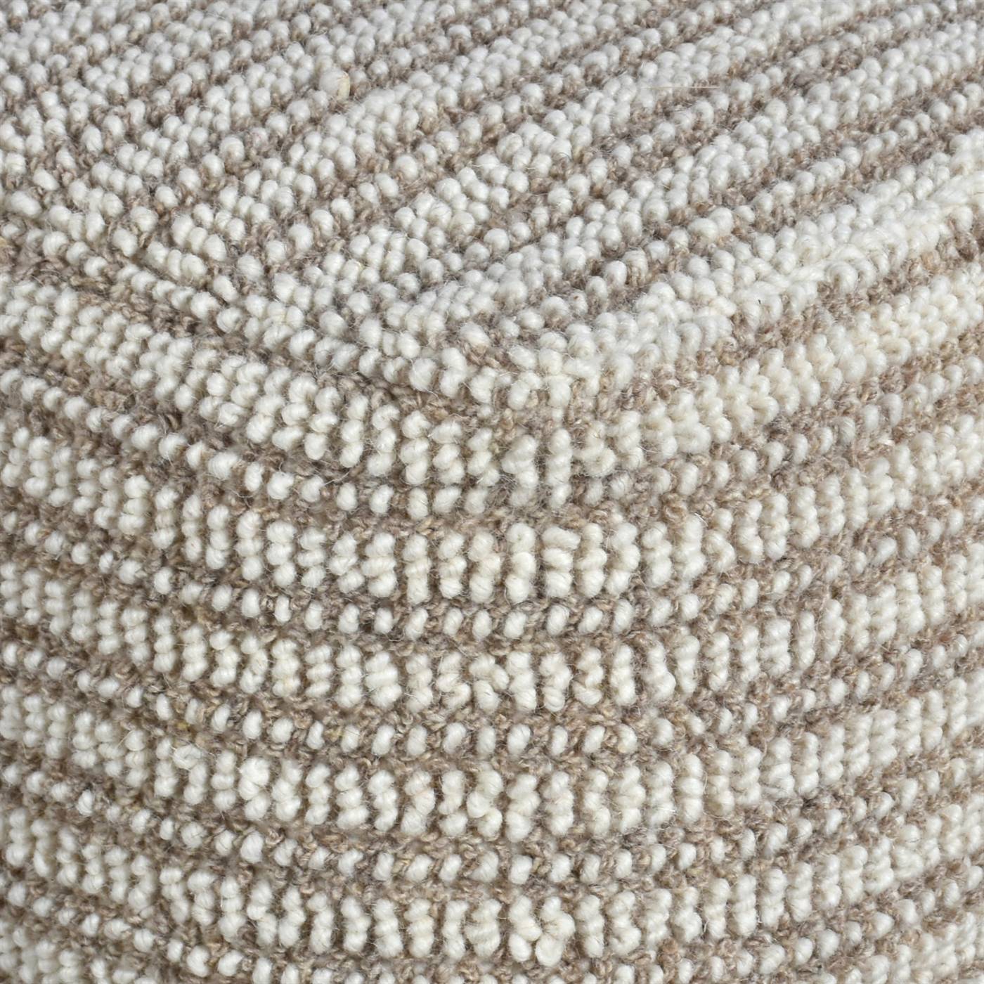 Audane Pouf, 40x40x40 cm, Natural White, Grey, Wool, Hand Woven, Handwoven, All Loop