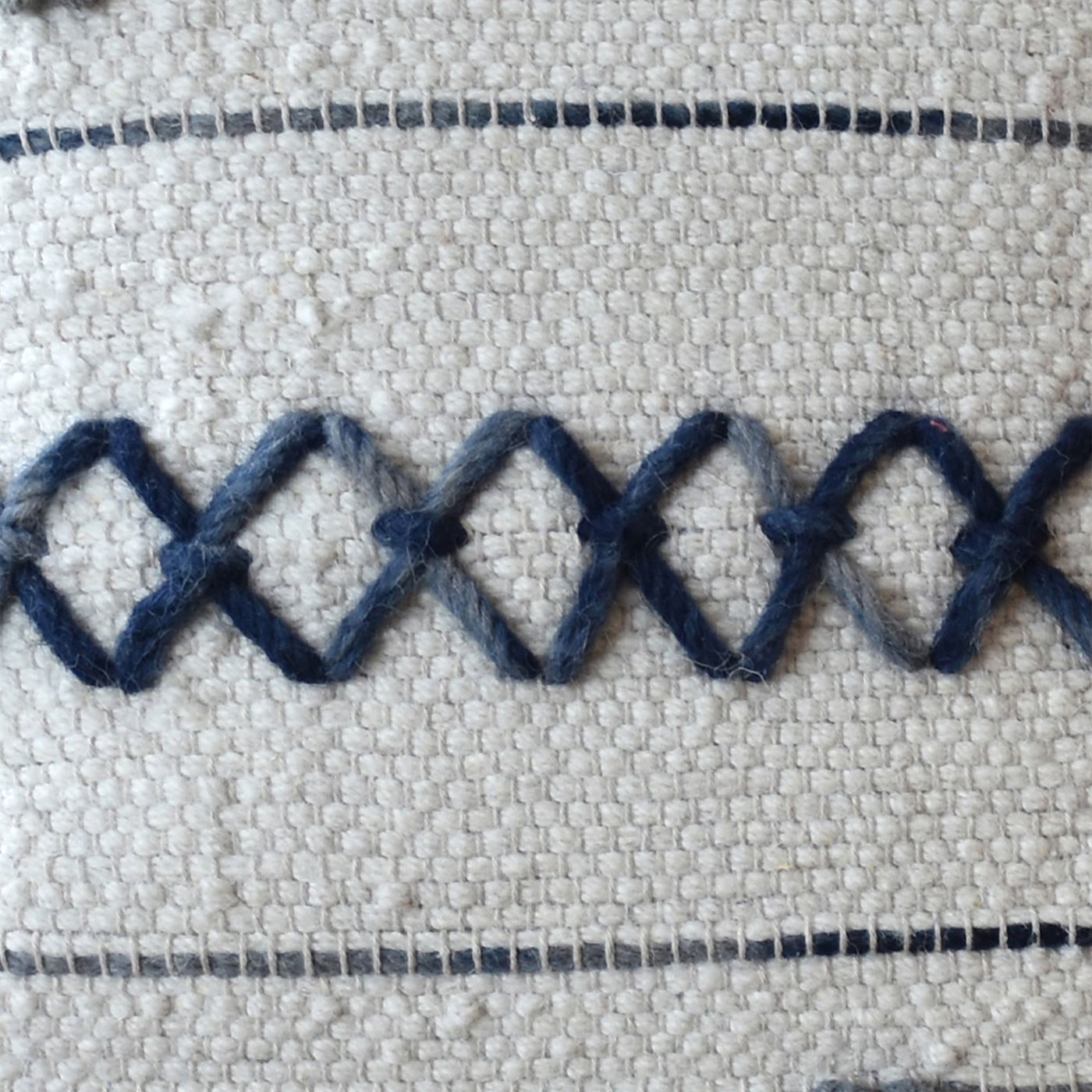 Austral Pillow, Wool, Natural White, Navy, Pitloom, All Loop