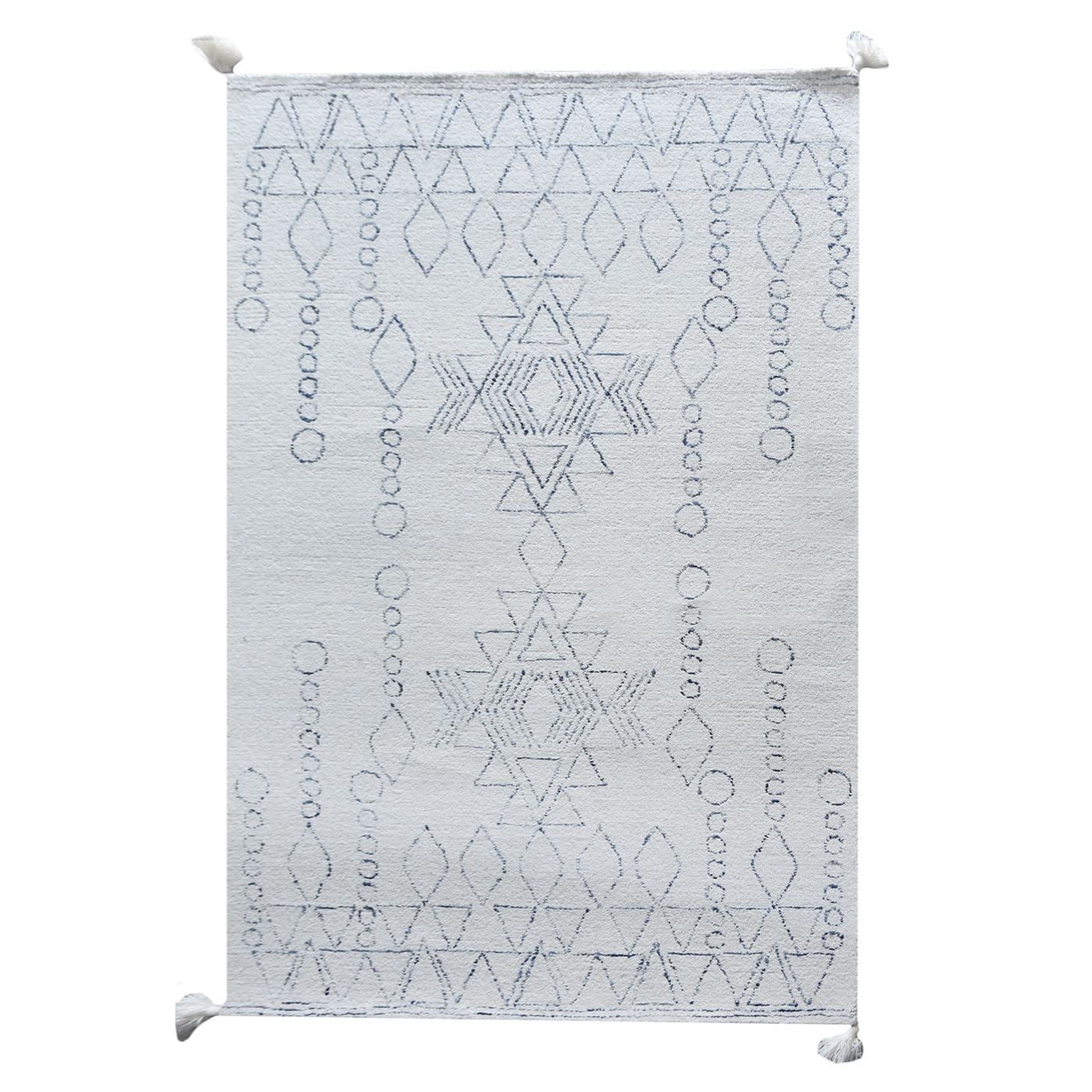 Area Rug, Bedroom Rug, Living Room Rug, Living Area Rug, Indian Rug, Office Carpet, Office Rug, Shop Rug Online, Wool, Natural White, Blue, Hand tufted, All Loop, geometric