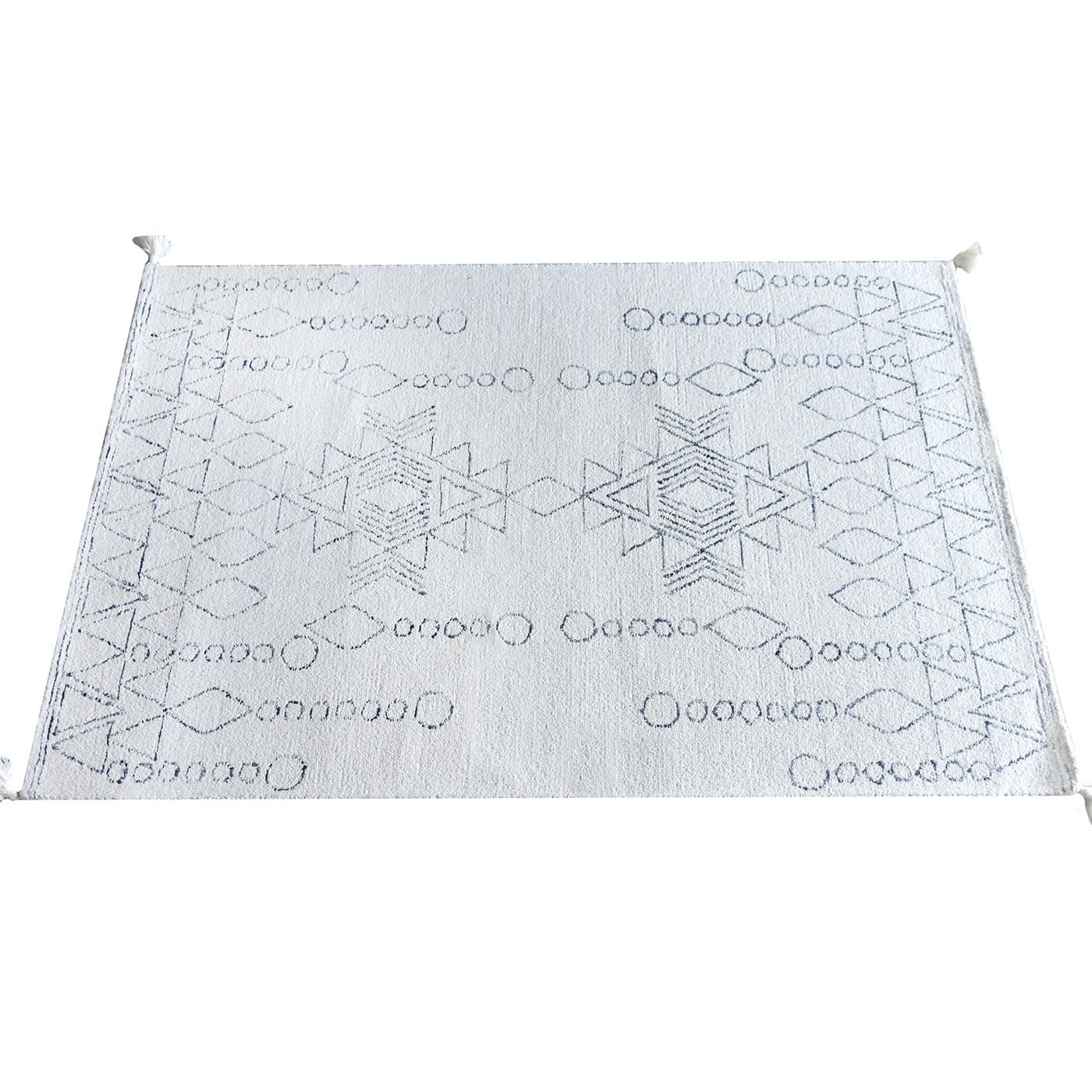 Area Rug, Bedroom Rug, Living Room Rug, Living Area Rug, Indian Rug, Office Carpet, Office Rug, Shop Rug Online, Wool, Natural White, Blue, Hand tufted, All Loop, geometric