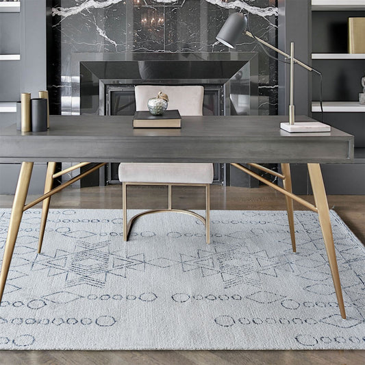 Area Rug, Bedroom Rug, Living Room Rug, Living Area Rug, Indian Rug, Office Carpet, Office Rug, Shop Rug Online, Wool, Natural White, Blue, Hand tufted, All Loop, geometric