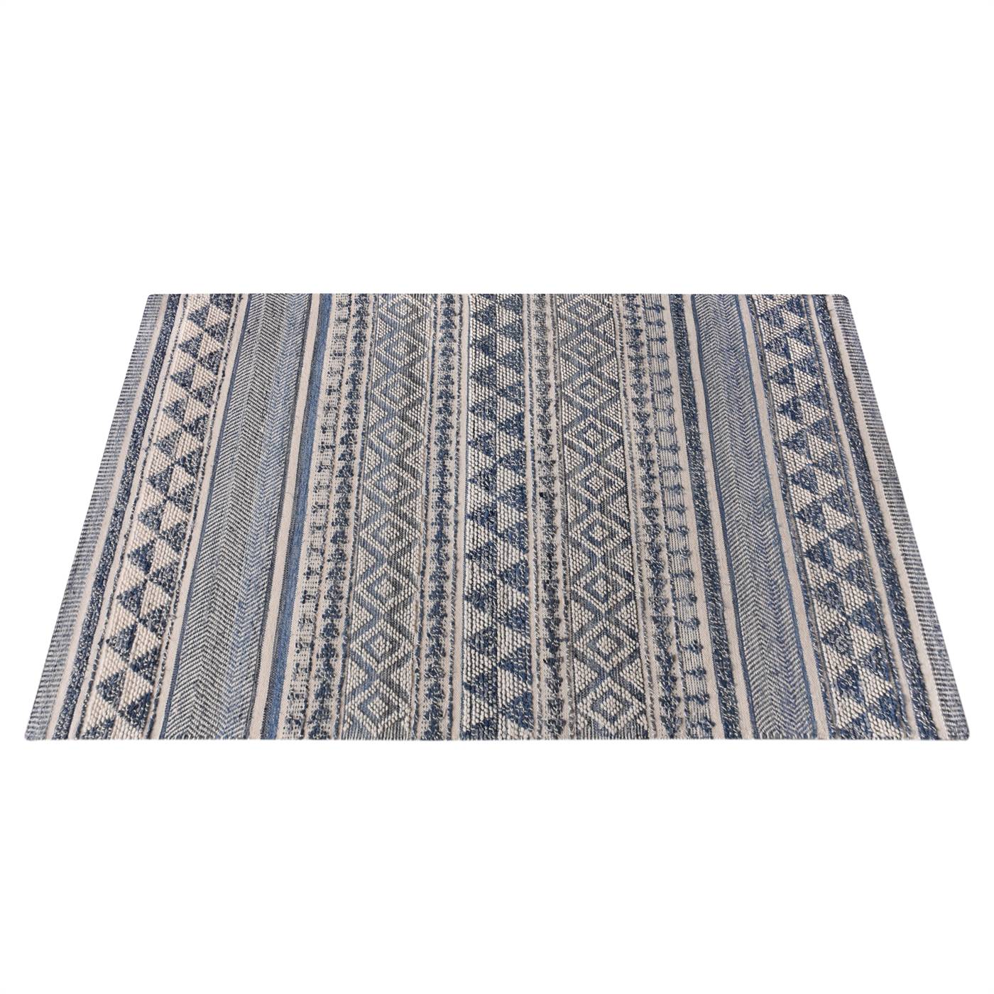 Area Rug, Bedroom Rug, Living Room Rug, Living Area Rug, Indian Rug, Office Carpet, Office Rug, Shop Rug Online, Blue, Natural White , Denim, Wool , Hand Woven , Pitloom, All Loop, Rustic