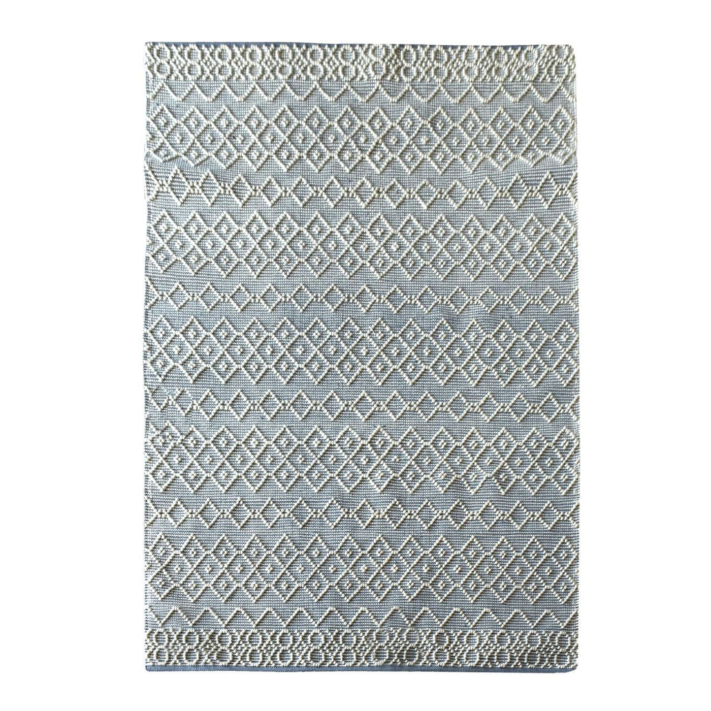 Area Rug, Bedroom Rug, Living Room Rug, Living Area Rug, Indian Rug, Office Carpet, Office Rug, Shop Rug Online, Wool, Blue, Natural White, Pitloom, All Loop, Geometrical