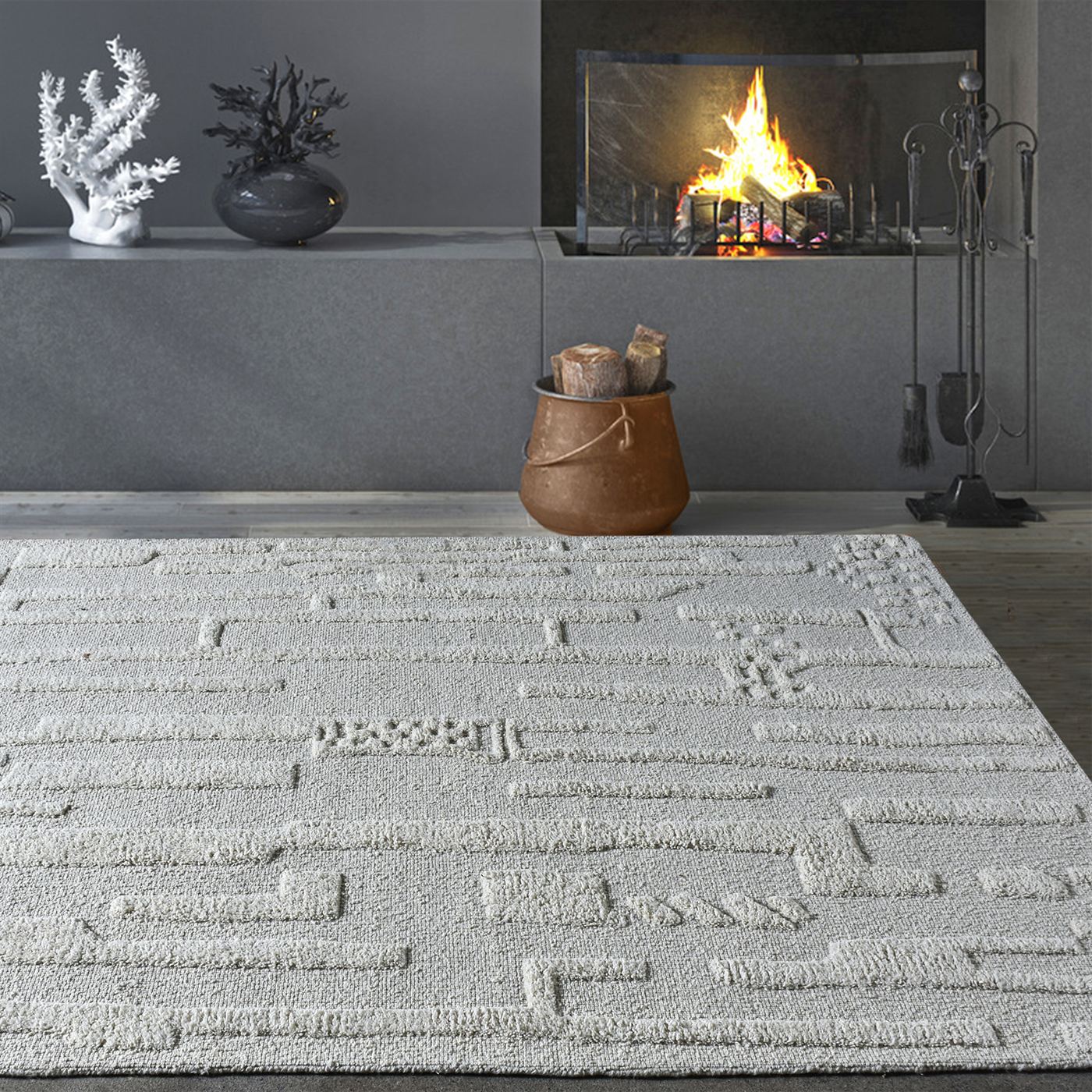Area Rug, Bedroom Rug, Living Room Rug, Living Area Rug, Indian Rug, Office Carpet, Office Rug, Shop Rug Online, Wool, Natural White, Hand woven, Cut And Loop, intricate