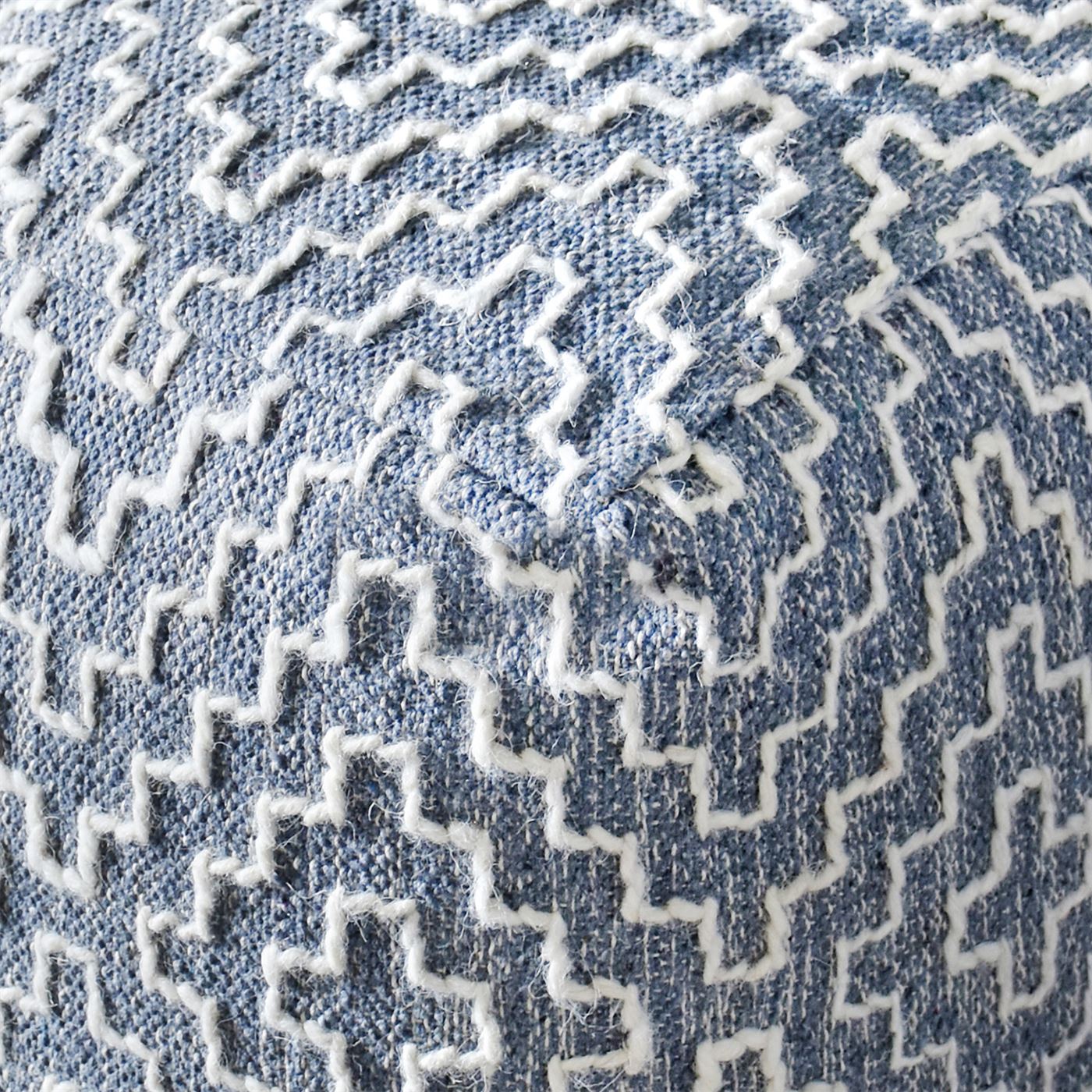 Benjamin Pouf, Cotton, Wool, Grey, Natural White, Pitloom, Flat Weave