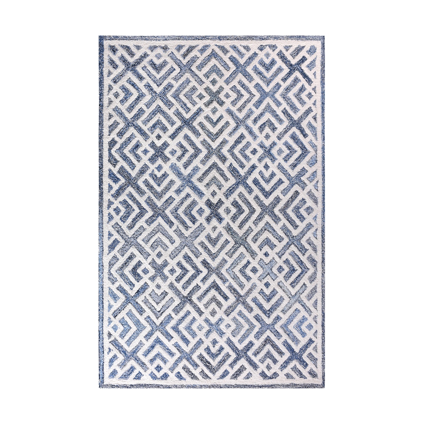 BOESMAN-III RUG - BLUE/IVORY - HAND TUFTED - COTTON DENIM/WOOL