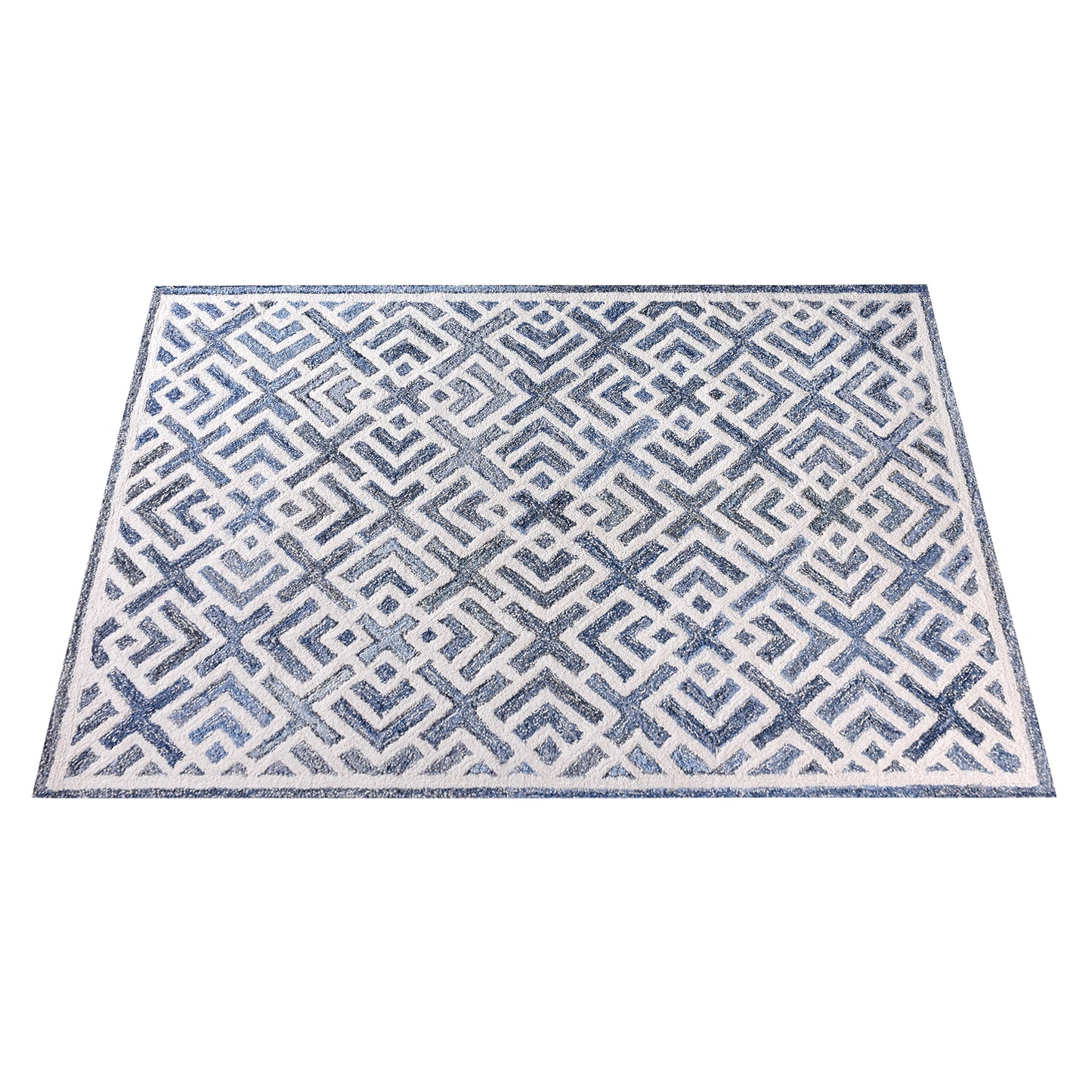 BOESMAN-III RUG - BLUE/IVORY - HAND TUFTED - COTTON DENIM/WOOL