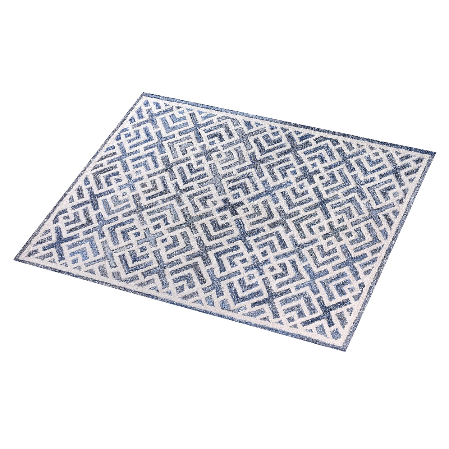 BOESMAN-III RUG - BLUE/IVORY - HAND TUFTED - COTTON DENIM/WOOL
