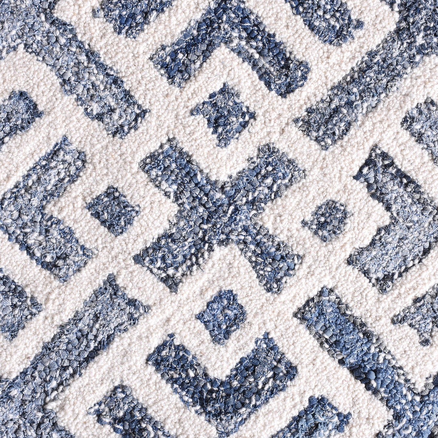 BOESMAN-III RUG - BLUE/IVORY - HAND TUFTED - COTTON DENIM/WOOL