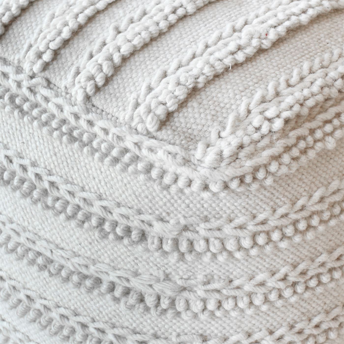 Brady Pouf, Wool, Ecru, Pitloom, All Loop