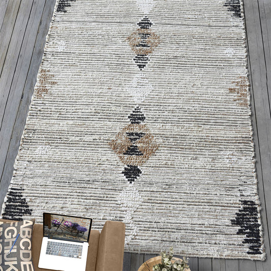 Area Rug, Bedroom Rug, Living Room Rug, Living Area Rug, Indian Rug, Office Carpet, Office Rug, Shop Rug Online, Recycled Cotton, Hemp, Natural, Natural White, Pitloom, All Loop, Geometrical