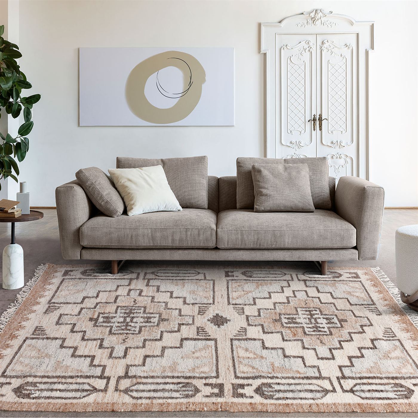 Area Rug, Bedroom Rug, Living Room Rug, Living Area Rug, Indian Rug, Office Carpet, Office Rug, Shop Rug Online, Wool, Beige, Brown, Punja, Flat Weave , subtle