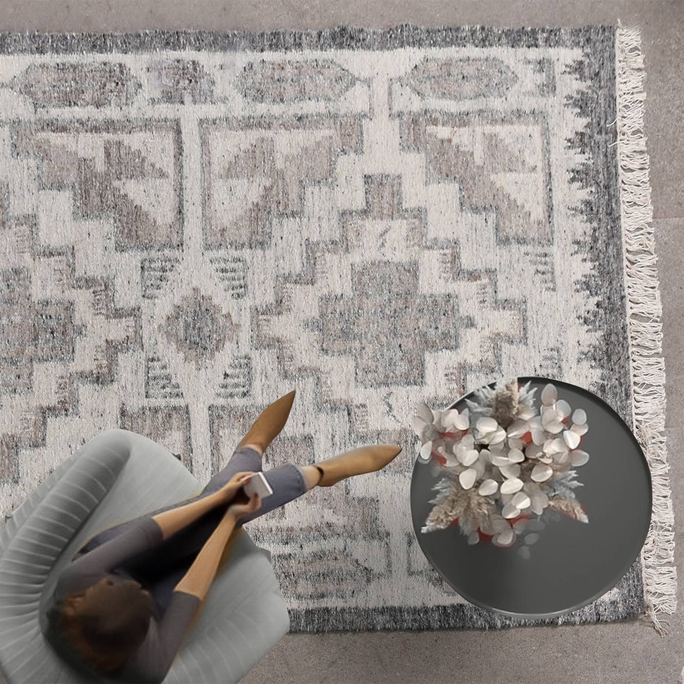 Area Rug, Bedroom Rug, Living Room Rug, Living Area Rug, Indian Rug, Office Carpet, Office Rug, Shop Rug Online, Natural White, Grey , Wool, Punja Kelim , Punja, Flat Weave, Intricate