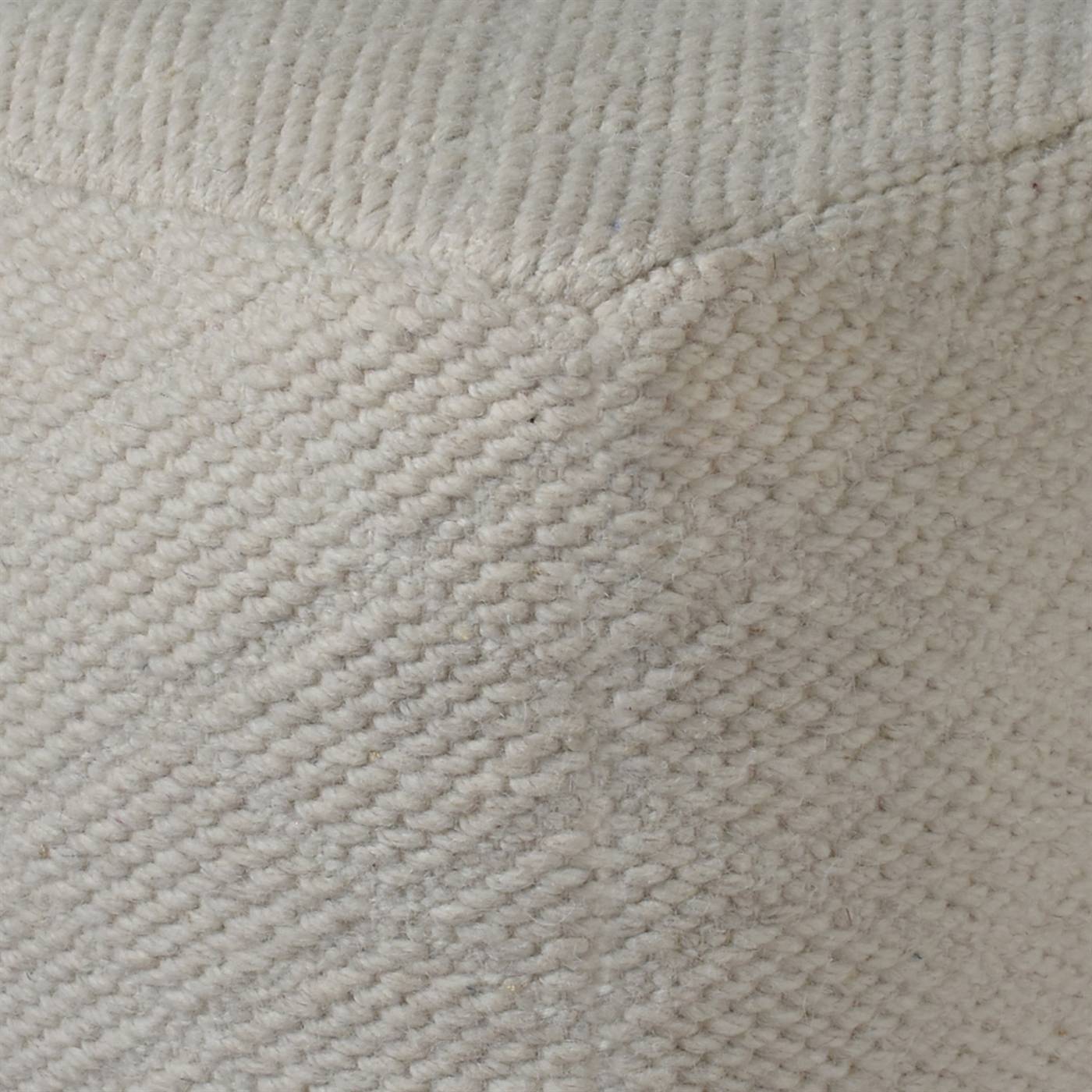Cometa Pouf, 40x40x40 cm, Natural White, Wool, Hand Woven, Pitloom, Flat Weave