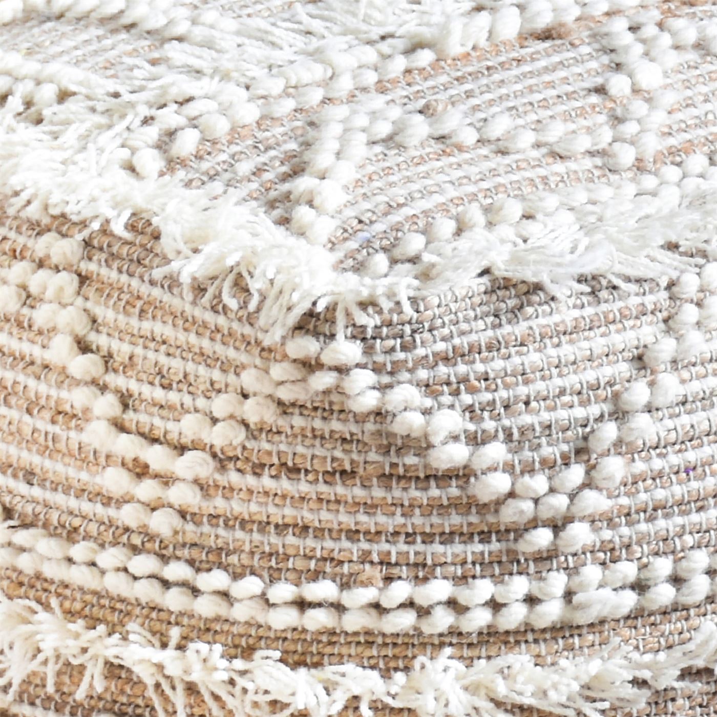 Constanza Pouf, Wool, Hemp, Natural, Natural White, Pitloom, All Cut