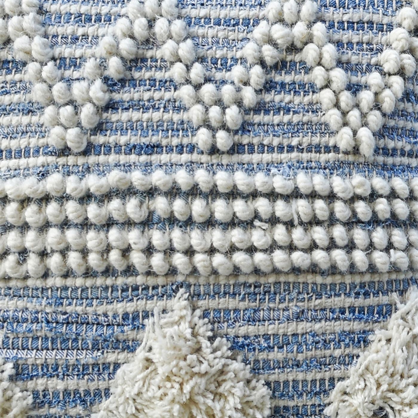 Corvus Pillow, Denim, Wool, Natural White, Blue