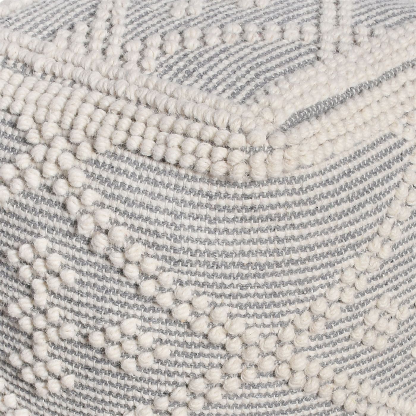 Cottian Pouf, Wool, Natural White, Grey, Pitloom, All Loop