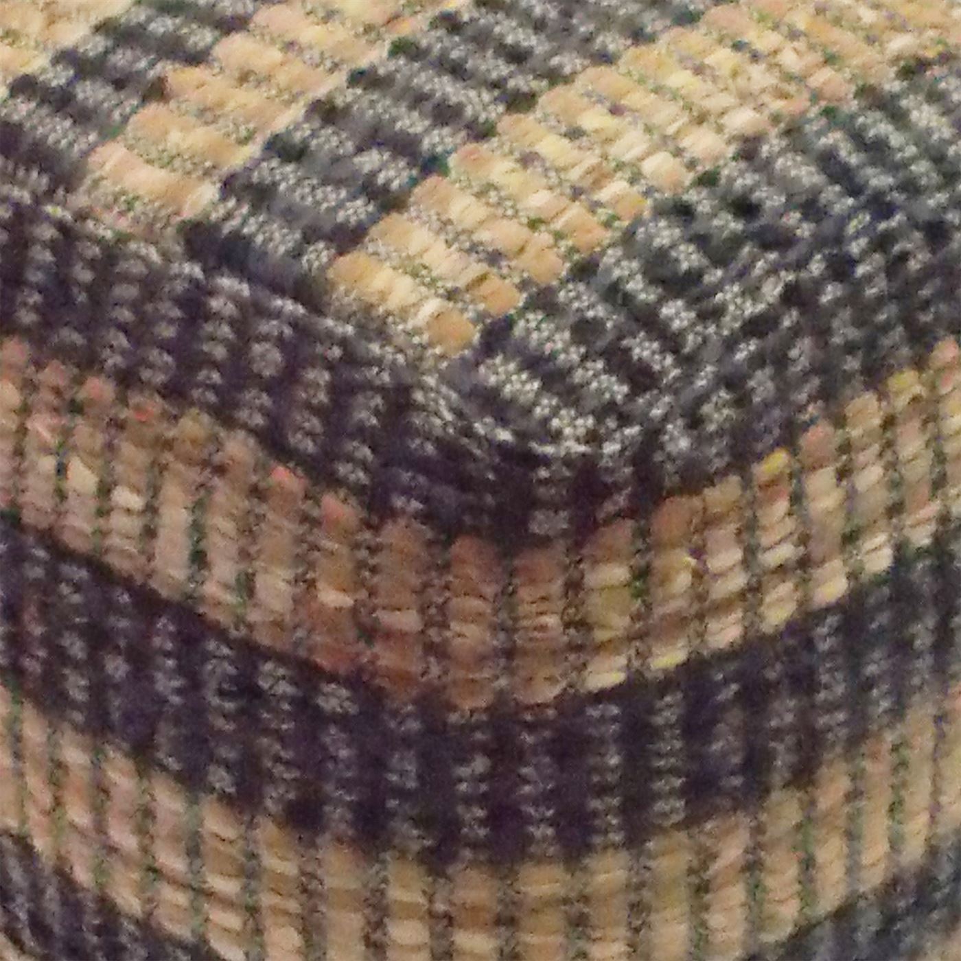 Cranley Pouf, Leather, Hemp, Charcoal, Brown, Pitloom, Flat Weave