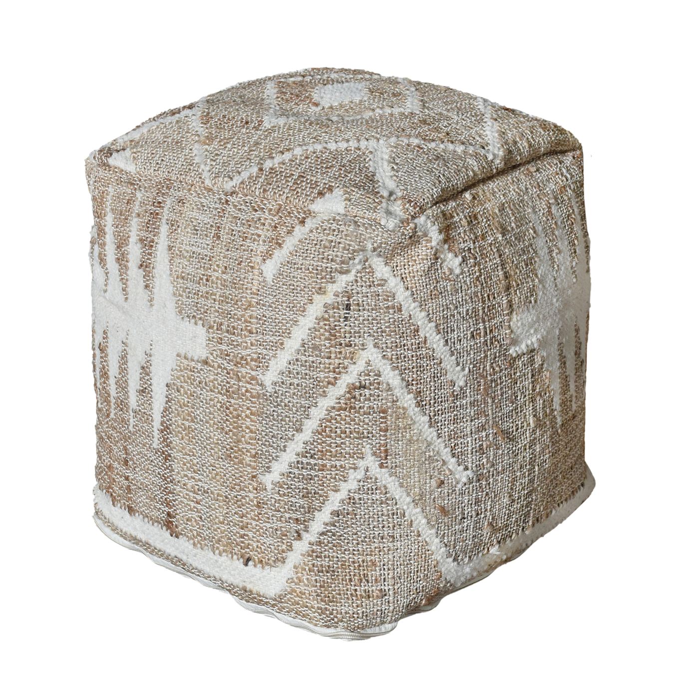 Curraw Pouf, Jute, Wool, Natural, Natural White, Bm Sn, All Cut
