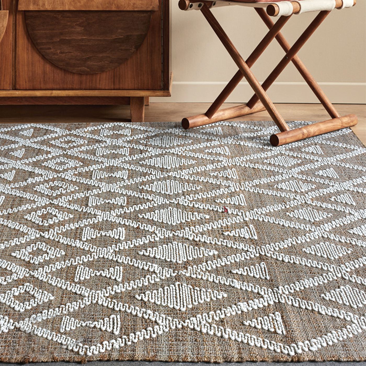 Area Rug, Bedroom Rug, Living Room Rug, Living Area Rug, Indian Rug, Office Carpet, Office Rug, Shop Rug Online, Jute, Wool, Natural, Natural White, Punja, Flat Weave, geometric