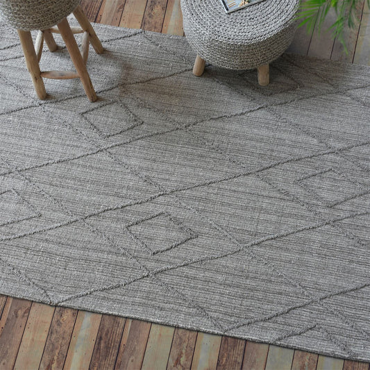 Area Rug, Bedroom Rug, Living Room Rug, Living Area Rug, Indian Rug, Office Carpet, Office Rug, Shop Rug Online, Wool, Natural Grey, Hand woven, All Loop, Geometrical