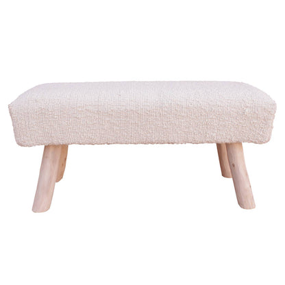 Darya Bench, 80x30x40 cm, Natural White, Wool, Hand Woven, Handwoven, All Loop