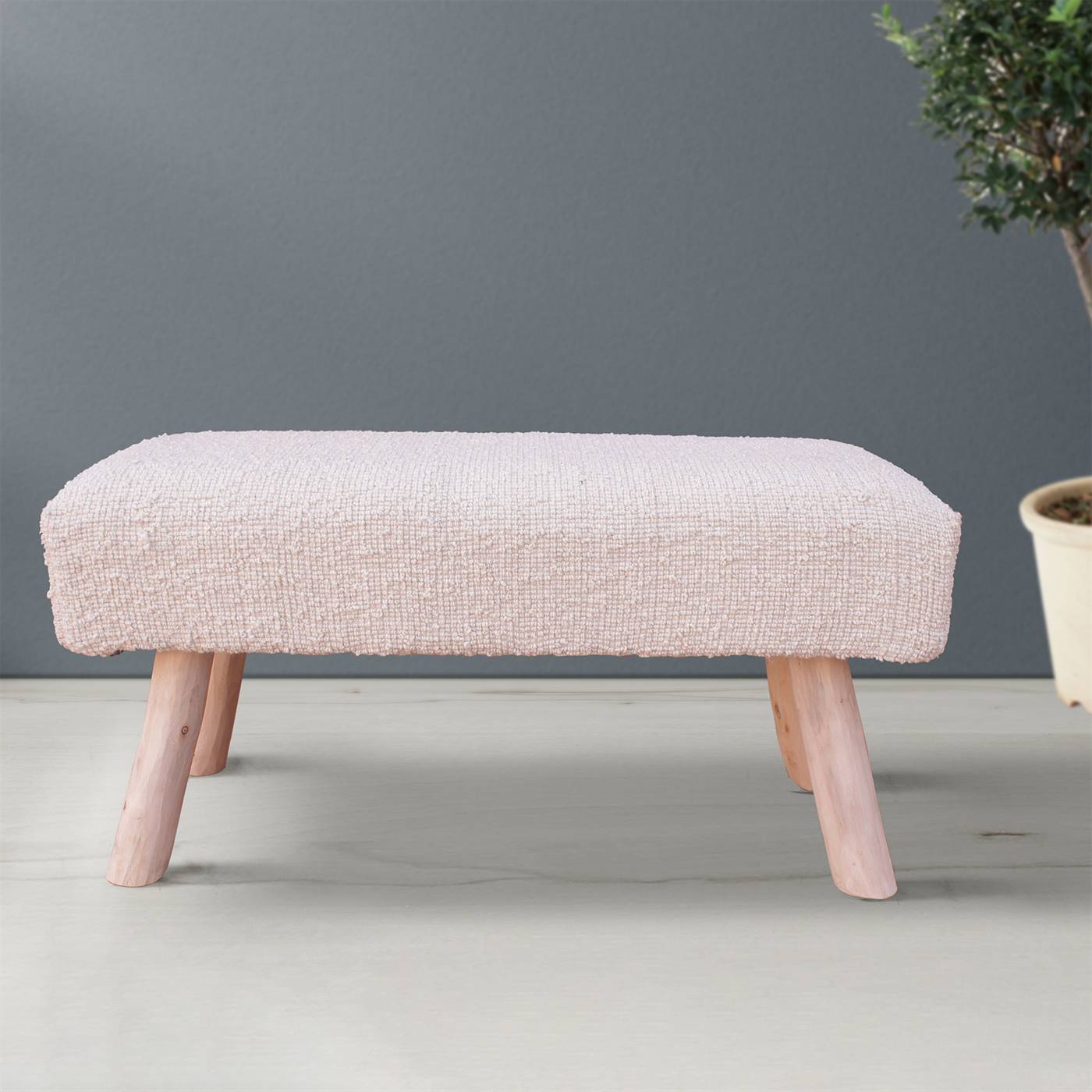 Darya Bench, 80x30x40 cm, Natural White, Wool, Hand Woven, Handwoven, All Loop